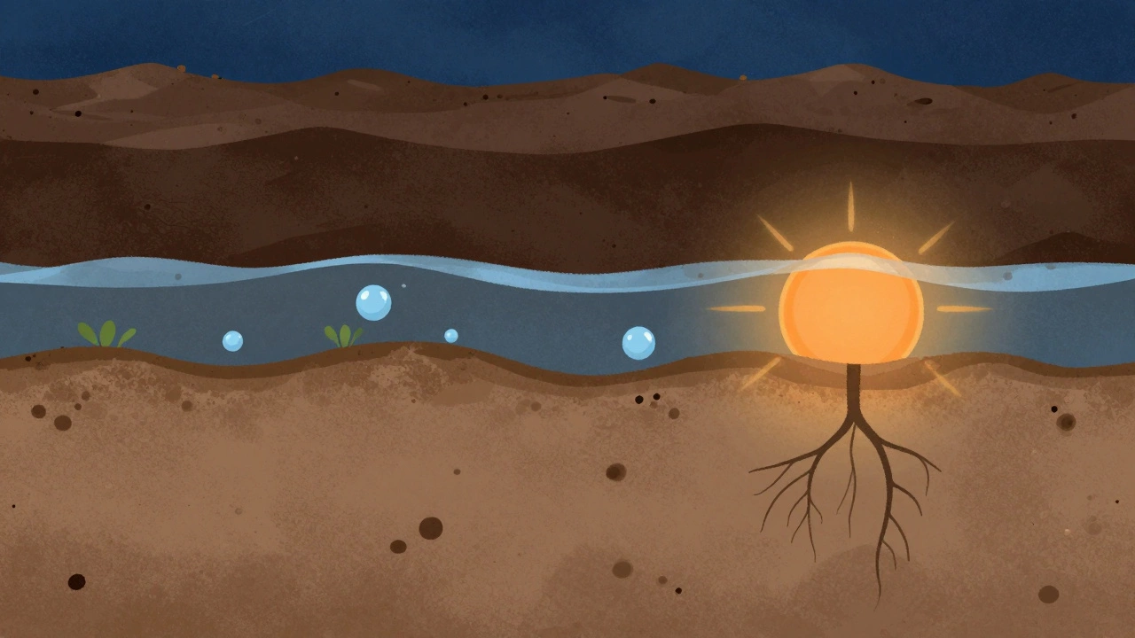 Схема влажности почвы и теплоизоляции корней